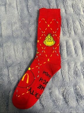 Dr. Seuss Red Socks with Yellow Grinch & Character Accents